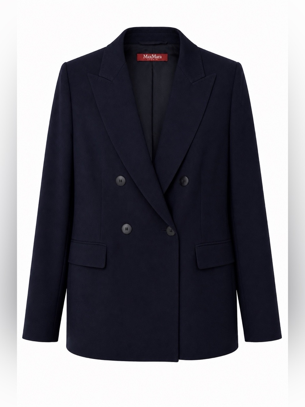 Max Mara Studio Navy Double Breasted Blazer Jacket Women US 14 IT 48